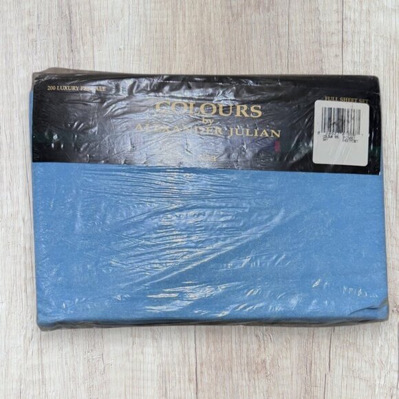 NEW COLOURS Alexander Julian FULL 4-PC Blue Sky Flat Fitted Vintage Sheet Set - Picture 1 of 10